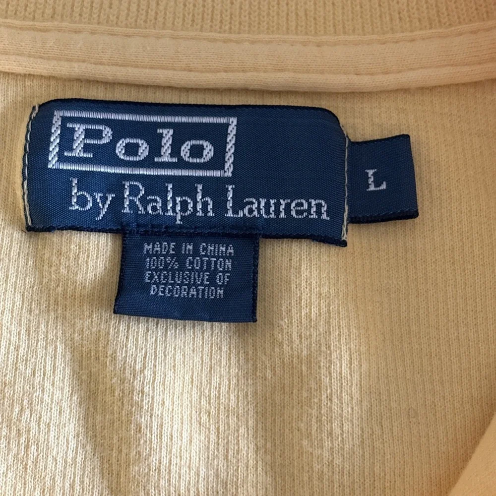 Polo Ralph Lauren Mens Large Long Sleeve 1/4 Zip Pullover Yellow Sweater